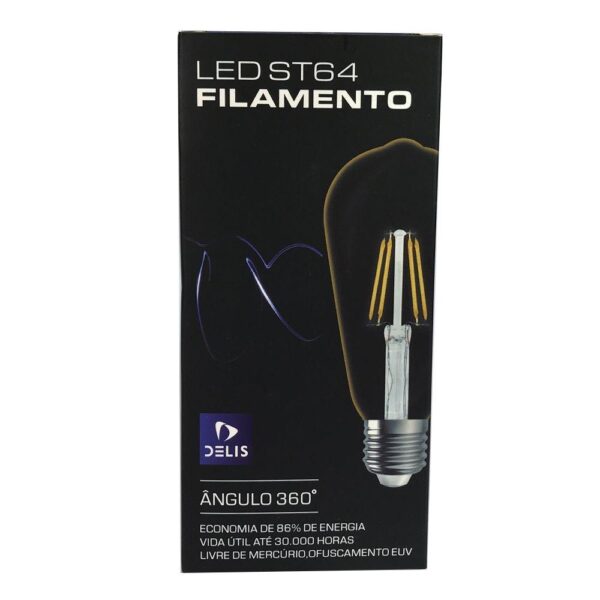 Lâmpada de Led Filamento ST64 4W 2700K E27 Bivolt - Delis - DS9708