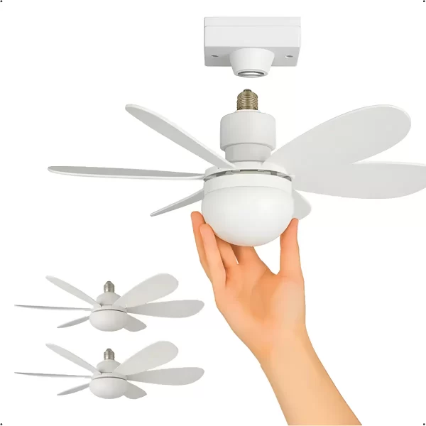 Lâmpada Ventilador De Teto Led Com Controle E27